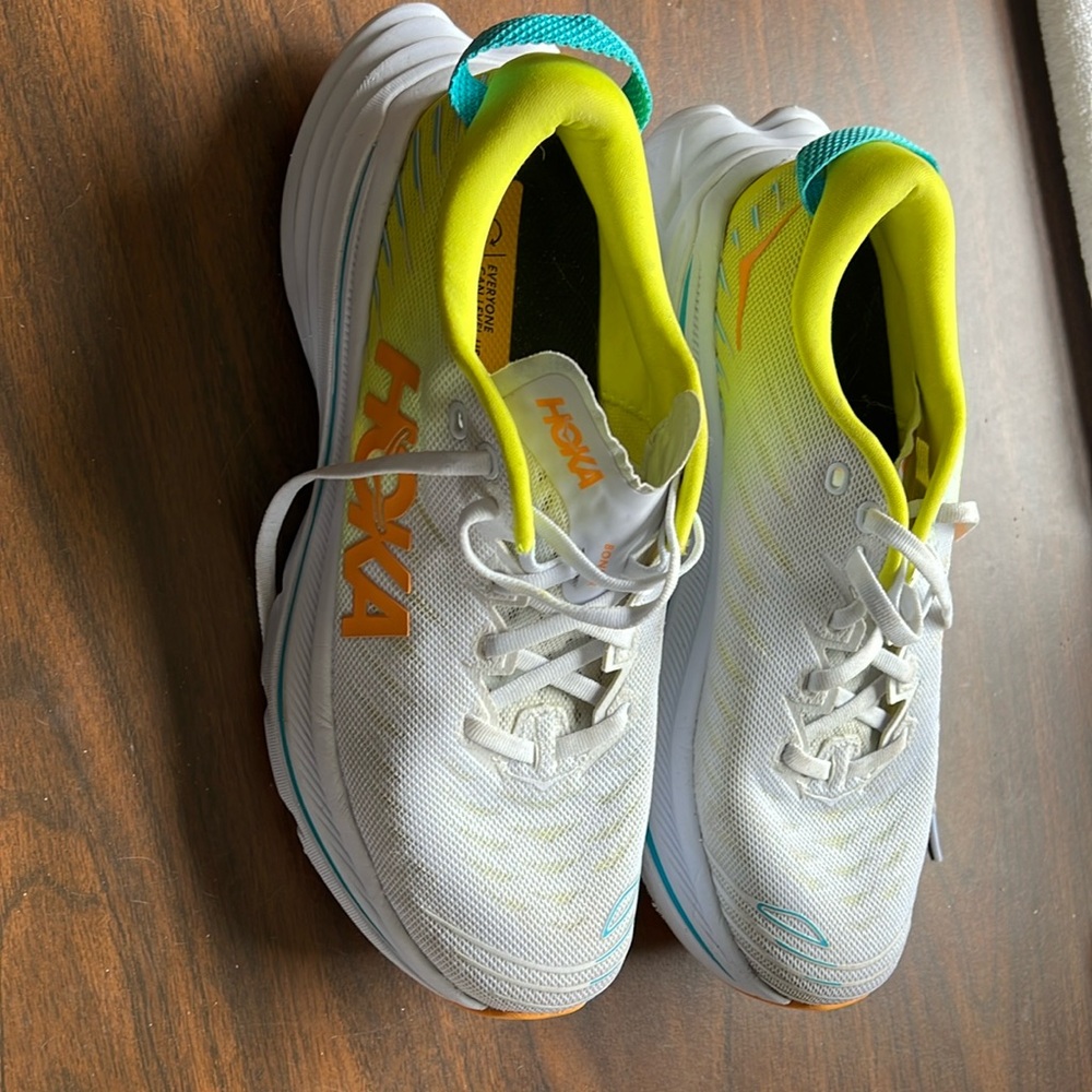 Brand new Hoka Bondi X size 8B never worn. Too big for me.